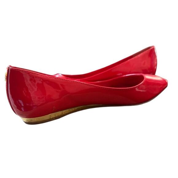 Tory Burch Red Patent Peep Toe Wedge Flats Size 7 - Picture 4 of 5
